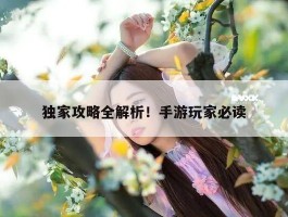 独家攻略全解析！手游玩家必读
