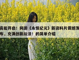 高能开启！网游《永恒纪元》新资料片震撼发布，充满创新玩法！的简单介绍